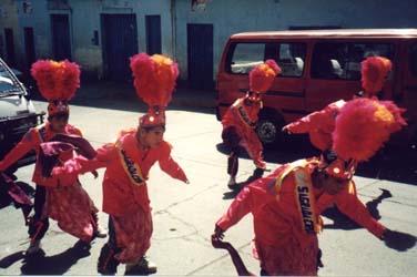 Dance group in a street in Huaraz