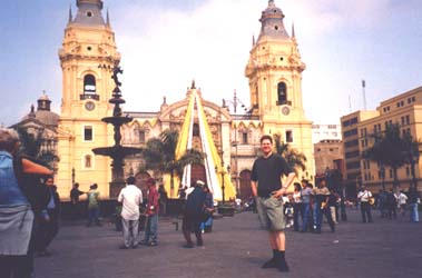 Placa Mayor in central Lima, with the cathedral decorated for eastern