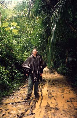 Me in the middle of a 3km mud trail in the rain forest. Thank God for Goretex!